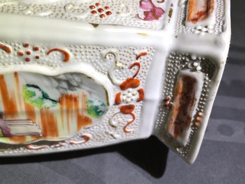 Three Chinese famille rose 'mandarin' vases and covers, Qianlong