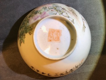 Neuf pi&egrave;ces en porcelaine de Chine qianjiang cai, 19/20&egrave;me