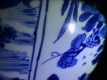 Three large Chinese blue and white bowls, Kangxi