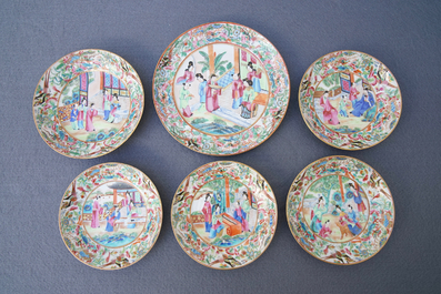 A Chinese Canton Mandarin famille rose 34-piece tea service, Daoguang