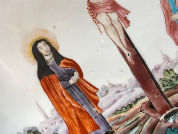 A Chinese famille rose 'Crucifixion' plate, Qianlong