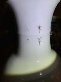 Five Chinese famille rose and blue and white vases, 19/20th C.