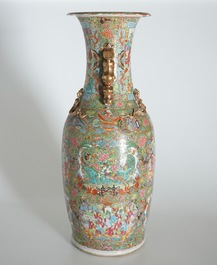 A large Chinese Canton famille rose vase, 19th C.