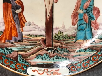 A Chinese famille rose 'Crucifixion' plate, Qianlong