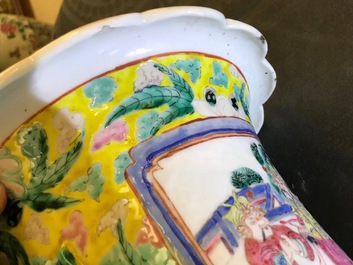 Two Chinese famille rose vases with figures in landscapes, 19th C.