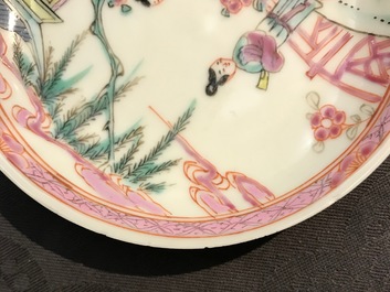 A lot of 33 Chinese famille rose cups and 27 saucers, Yongzheng/Qianlong