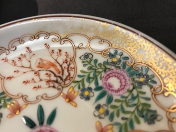 A lot of 33 Chinese famille rose cups and 27 saucers, Yongzheng/Qianlong