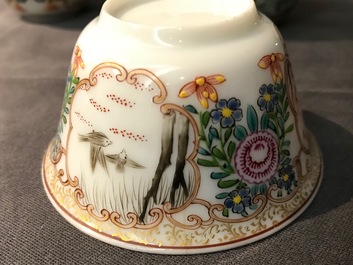 A lot of 33 Chinese famille rose cups and 27 saucers, Yongzheng/Qianlong