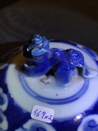 Two Chinese blue and white and famille rose vases and covers, 19/20th C.