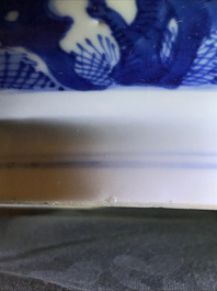 Three large Chinese blue and white bowls, Kangxi