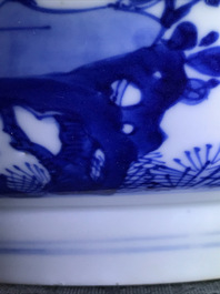 Three large Chinese blue and white bowls, Kangxi