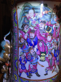 A massive Chinese famille rose court scene vase, 19th C.