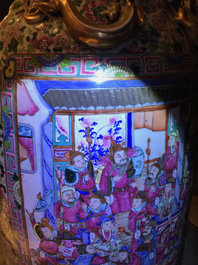 A massive Chinese famille rose court scene vase, 19th C.