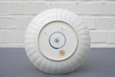A lobed Chinese famille verte plate with insects, Kangxi