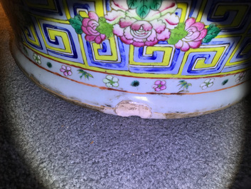 A massive Chinese famille rose court scene vase, 19th C.