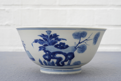 A Chinese blue and white 'long Eliza' bowl, Kangxi