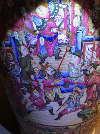 A massive Chinese famille rose court scene vase, 19th C.