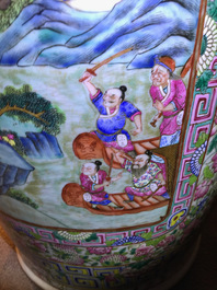 A massive Chinese famille rose court scene vase, 19th C.