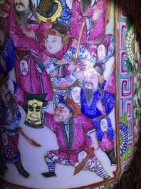 A massive Chinese famille rose court scene vase, 19th C.