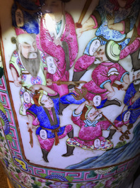 A massive Chinese famille rose court scene vase, 19th C.