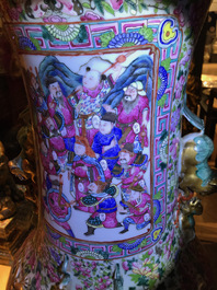 A massive Chinese famille rose court scene vase, 19th C.