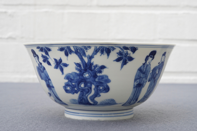 A Chinese blue and white 'long Eliza' bowl, Kangxi