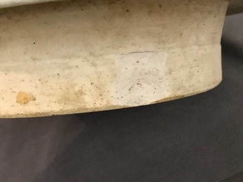 A tall Chinese blue and white 'lotus scroll' vase and cover, Kangxi