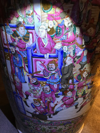 A massive Chinese famille rose court scene vase, 19th C.