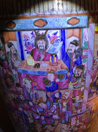 A massive Chinese famille rose court scene vase, 19th C.