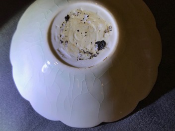 A Chinese qingbai chrysanthemum-shaped dish, Song