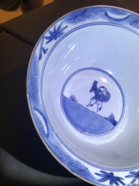 Four Chinese blue and white bowls, Kangxi