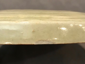 A Chinese grey-glazed round box and cover with underglaze design, Northern Song or later