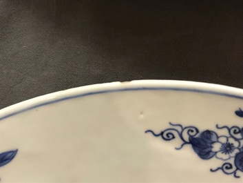 Two Chinese Imari style and blue and white chargers, Kangxi and Qianlong