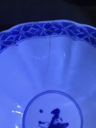 Four Chinese blue and white bowls, Kangxi