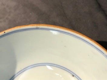 Four Chinese blue and white bowls, Kangxi