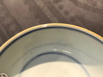 Four Chinese blue and white bowls, Kangxi