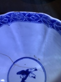 Four Chinese blue and white bowls, Kangxi