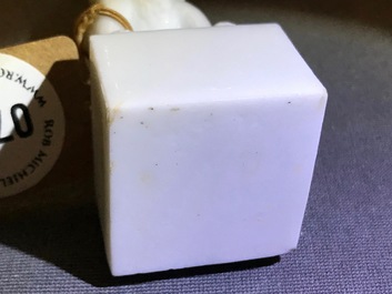 A pair of Chinese Dehua blanc de Chine seals with lions, impressed sealmarks, Kangxi