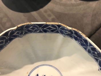 Four Chinese blue and white bowls, Kangxi
