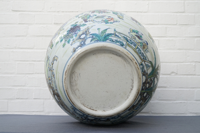 A large Chinese doucai 'hundred boys' fish bowl, 20th C.
