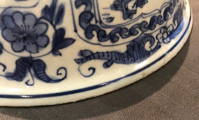 A Chinese blue and white figurative panel bowl, Wanli