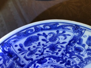 A Chinese blue and white figurative panel bowl, Wanli