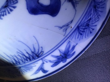 Four Chinese blue and white bowls, Kangxi