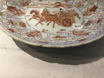 A Chinese 'milk and blood' dish with a horse carriage, Kangxi