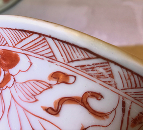 A Chinese 'milk and blood' five-piece garniture with phoenixes, Kangxi