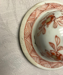 A Chinese 'milk and blood' five-piece garniture with phoenixes, Kangxi