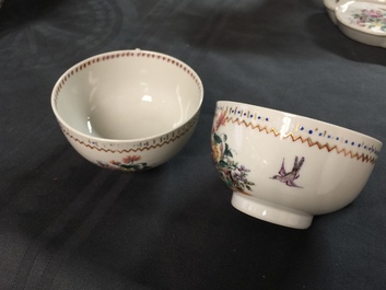 A Chinese famille rose 18-part tea service with fruit baskets and flowers, Qianlong