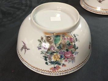 A Chinese famille rose 18-part tea service with fruit baskets and flowers, Qianlong