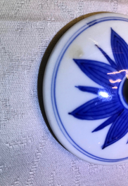 A large Chinese ovoid-shaped blue and white teapot, Kangxi