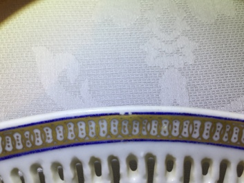 A Chinese reticulated oval 'religious subject' dish, Qianlong